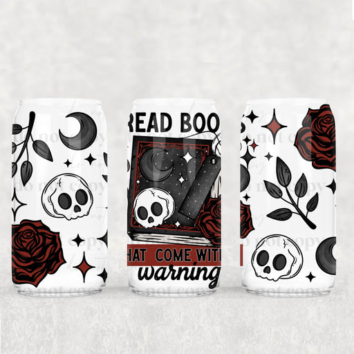 Libbey Can Wrap 16oz - UV DTF Ink Transfers | Books With Warnings | from The Glitter Guy