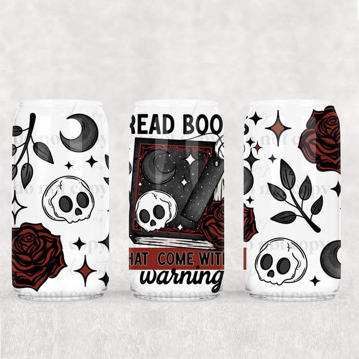 Libbey Can Wrap 16oz - UV DTF Ink Transfers | Books With Warnings | from The Glitter Guy