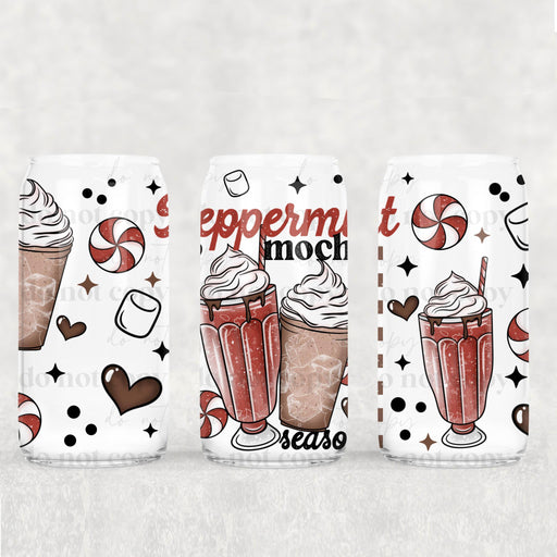 Libbey Can Wrap 16oz - UV DTF Ink Transfers | Peppermint Season | from The Glitter Guy