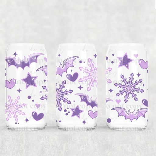 Libbey Can Wrap 16oz - UV DTF Ink Transfers | Snowflake Bats | from The Glitter Guy