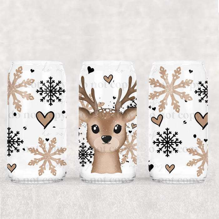 Libbey Can Wrap 16oz - UV DTF Ink Transfers | Winter Deer | from The Glitter Guy