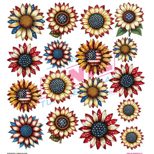 Patriotic Sunflowers - Premade Gang Sheet | Gang Sheet from The Glitter Guy