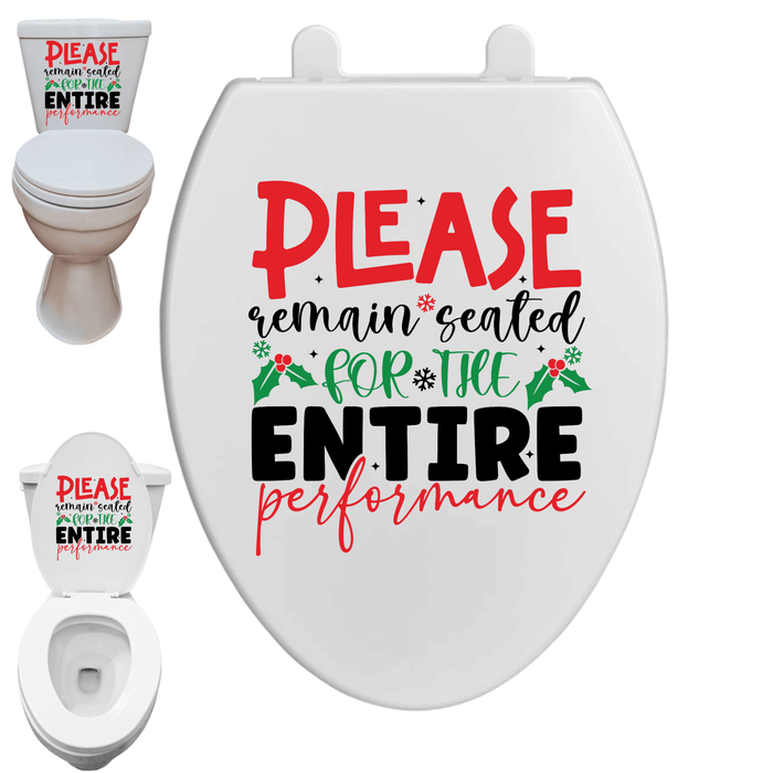 Please Remain Seated Toilet Decal – Premium Ink Transfer Bathroom Sticker | from The Glitter Guy