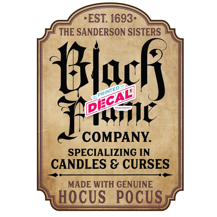 Printed Decal - Black Flame Candle | Decals from The Glitter Guy