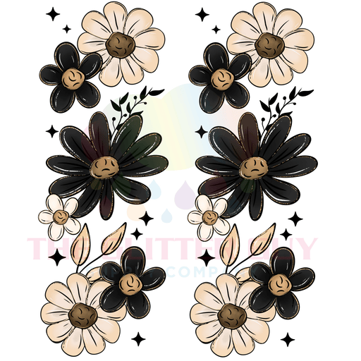 Printed Decal - Black Tan Florals Accent | Decals from The Glitter Guy
