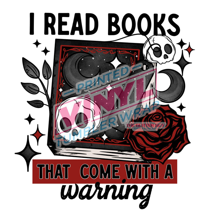 Printed Decal - Books With Warnings | from The Glitter Guy