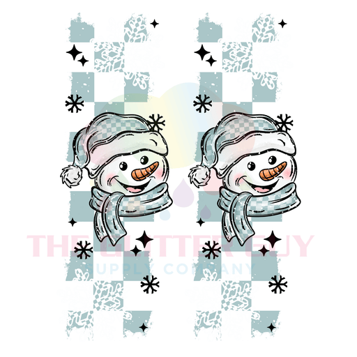 Printed Decal - Checker Happy Snowman Accent | Decals from The Glitter Guy