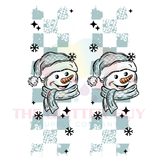 Printed Decal - Checker Happy Snowman Accent | Decals from The Glitter Guy