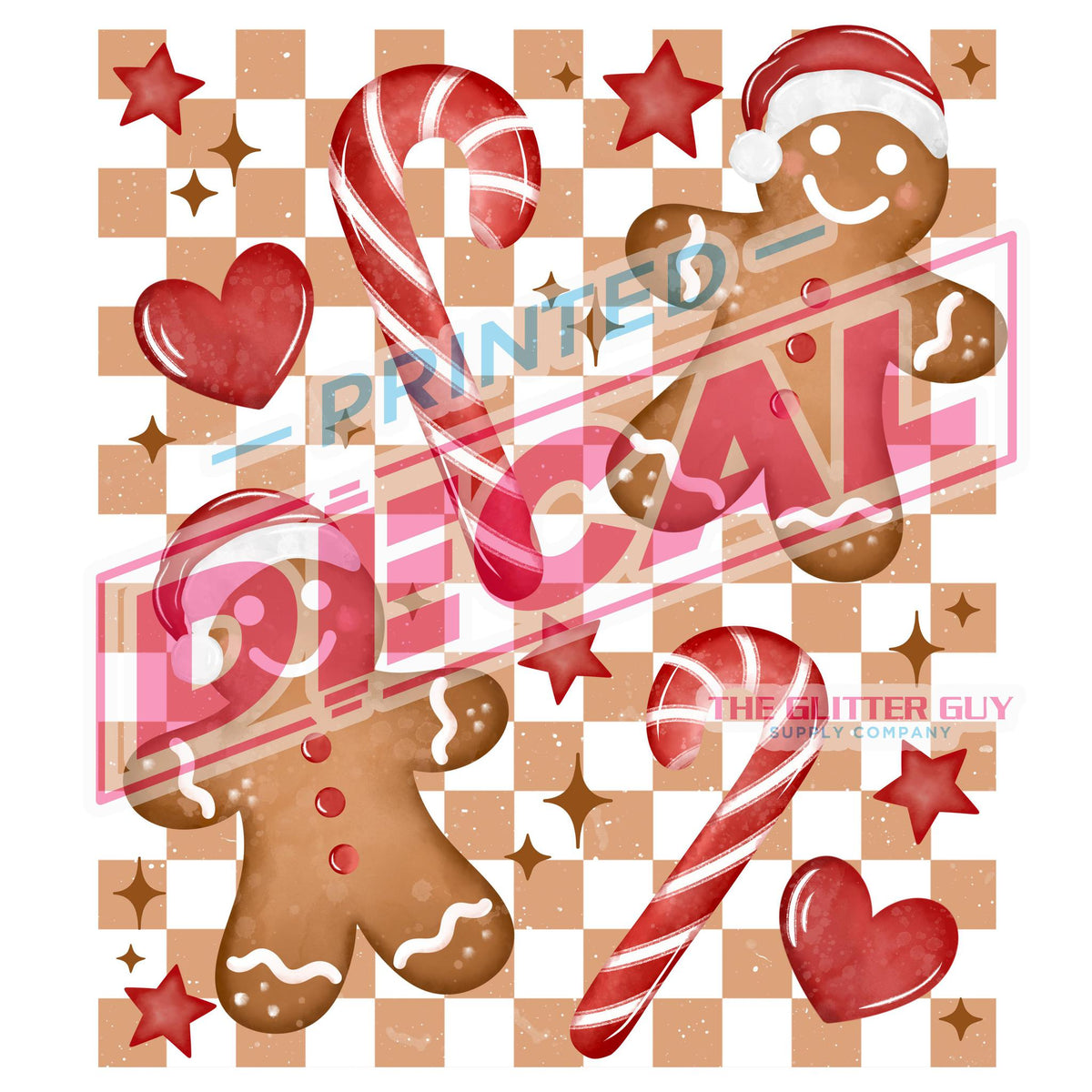 Printed Decal - Checkered Gingerbread — The Glitter Guy