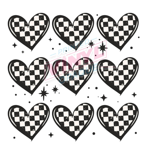 Printed Decal - Checkered Hearts | Decals from The Glitter Guy