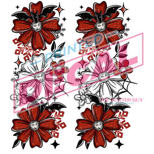 Printed Decal - Christmas Bat Florals Accent | from The Glitter Guy