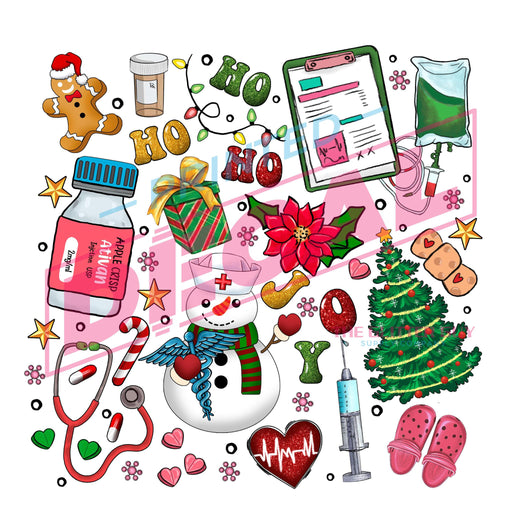 Printed Decal - Christmas Nurse Doodle | from The Glitter Guy