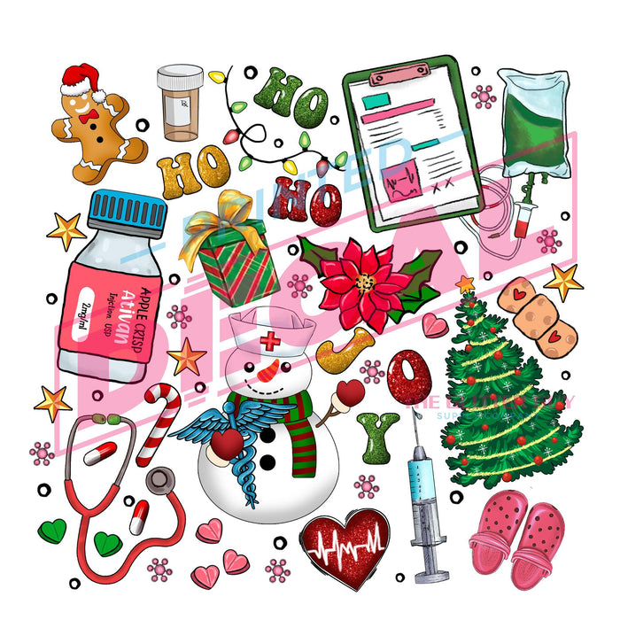 Printed Decal - Christmas Nurse Doodle | from The Glitter Guy