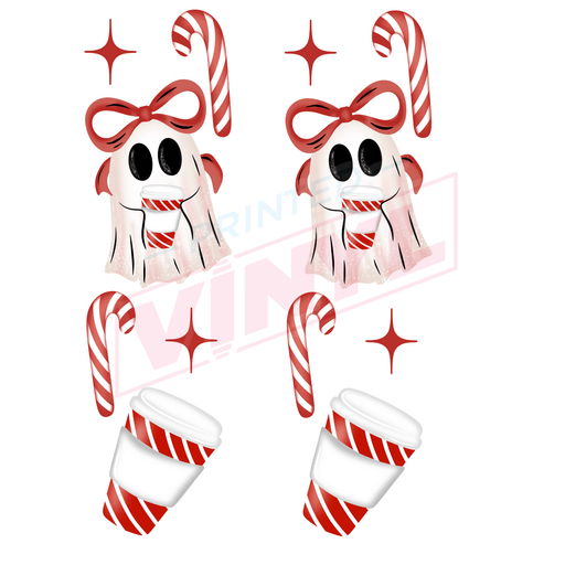 Printed Decal - Coffee Bow Ghostie Accent | Decals from The Glitter Guy