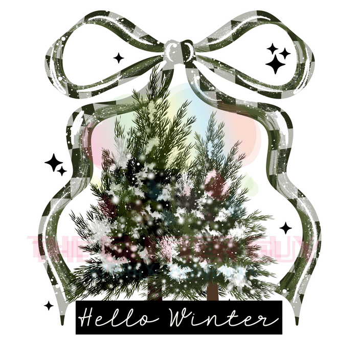 Printed Decal - Hello Winter Bow | Decals from The Glitter Guy