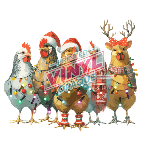 Printed Decal - Holiday Chickens | from The Glitter Guy