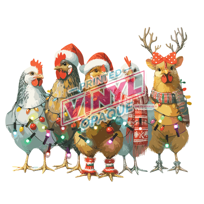 Printed Decal - Holiday Chickens | from The Glitter Guy