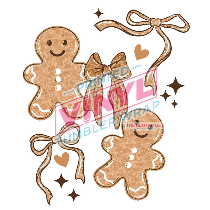 Printed Decal - Lace Gingerbread & Bows | Decals from The Glitter Guy