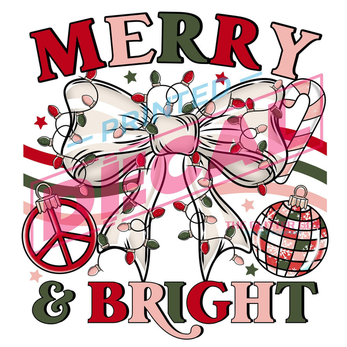 Printed Decal - Merry & Bright Bow | from The Glitter Guy