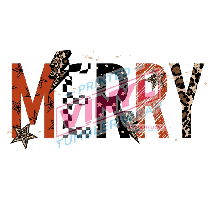 Printed Decal - Merry Cheetah Checker | Decals from The Glitter Guy