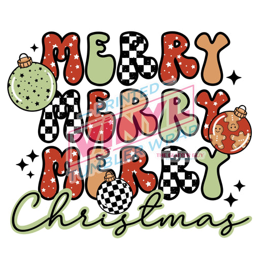 Printed Decal - Merry Christmas Checkered | Decals from The Glitter Guy