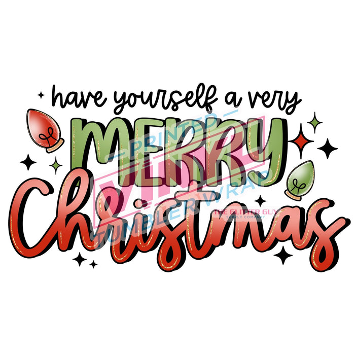 Printed Decal - Merry Christmas Green & Red | Decals from The Glitter Guy