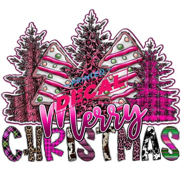 Printed Decal - Merry Christmas Pink | Decals from The Glitter Guy