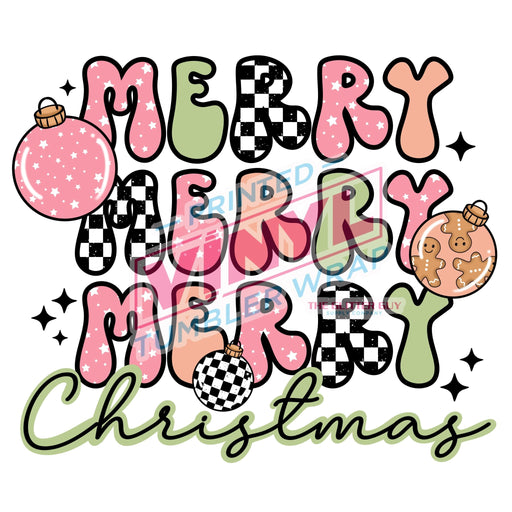 Printed Decal - Merry Christmas Pink & Green | Decals from The Glitter Guy