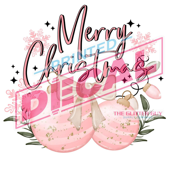 Printed Decal - Merry Christmas Simple Pink | Decals from The Glitter Guy
