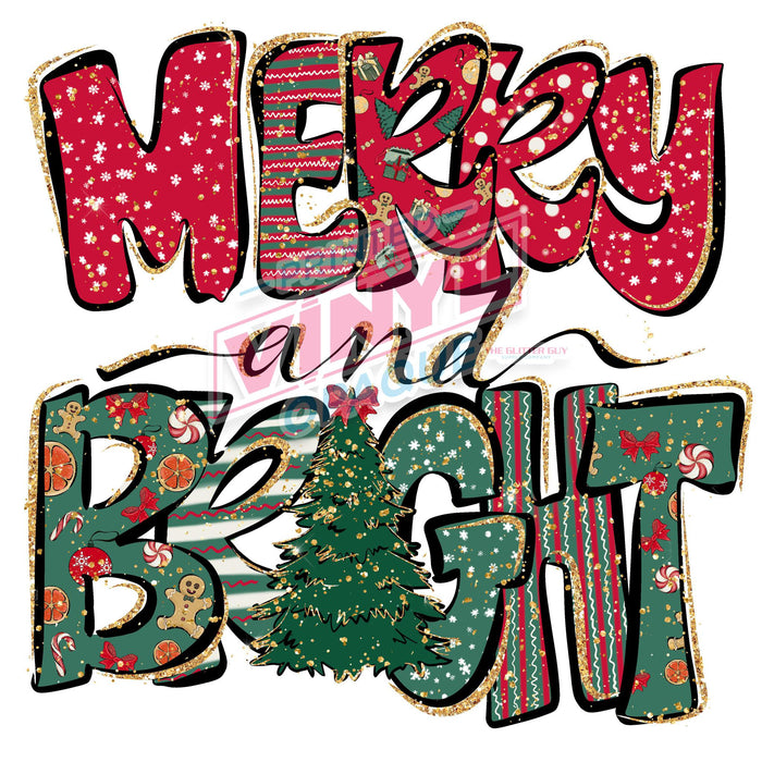 Printed Decal - Merry N Bright | Decals from The Glitter Guy