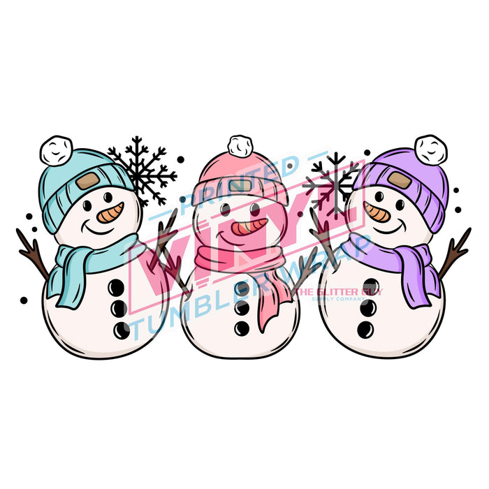 Printed Decal - Pastel Snowmen | Decals from The Glitter Guy