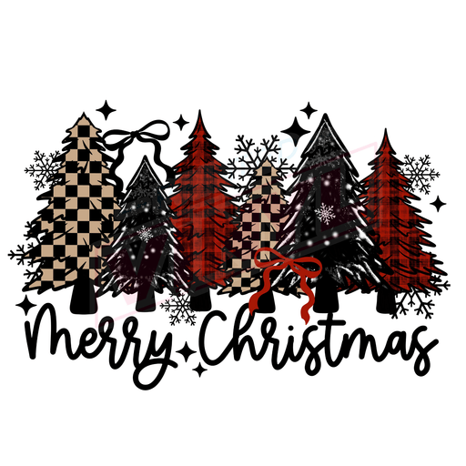 Printed Decal - Plaid Trees Merry Christmas | Decals from The Glitter Guy