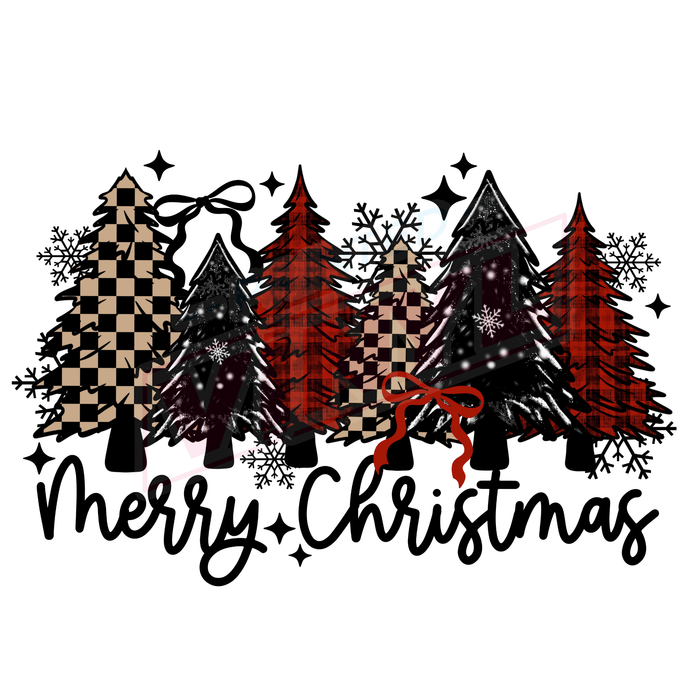 Printed Decal - Plaid Trees Merry Christmas | Decals from The Glitter Guy