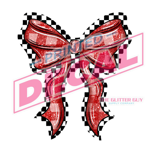 Printed Decal - Red Checkered Bow | Decals from The Glitter Guy