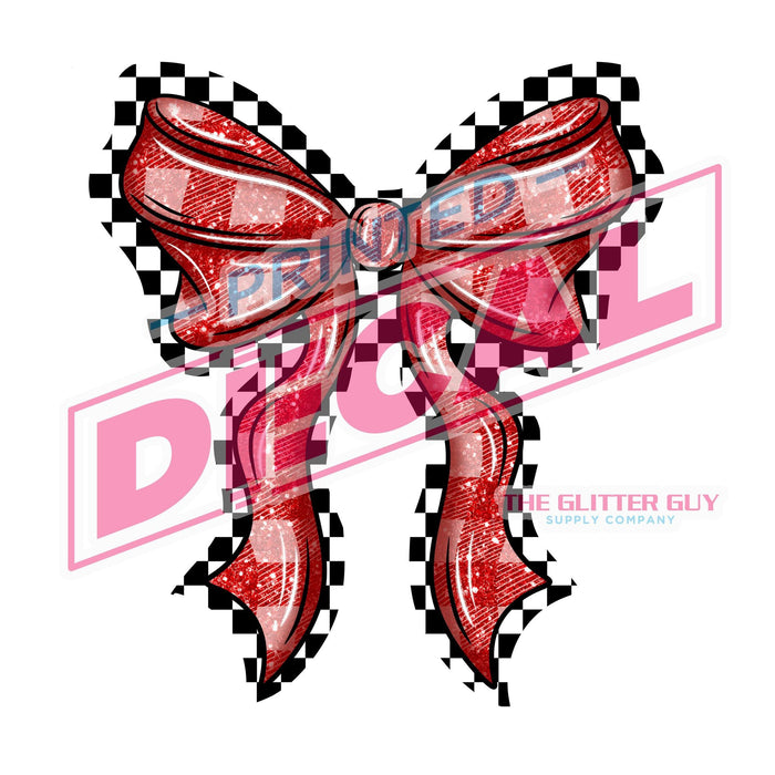 Printed Decal - Red Checkered Bow | Decals from The Glitter Guy