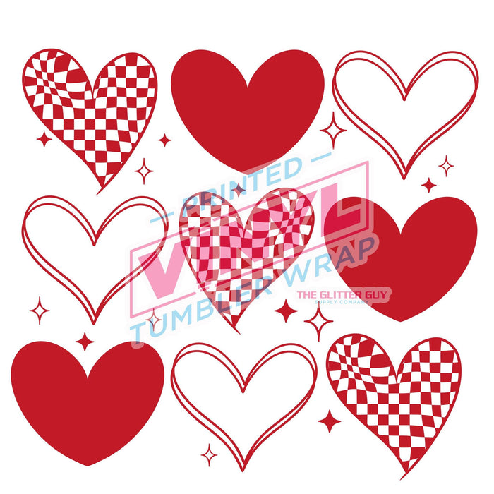Printed Decal - Red Heart Grid | Decals from The Glitter Guy