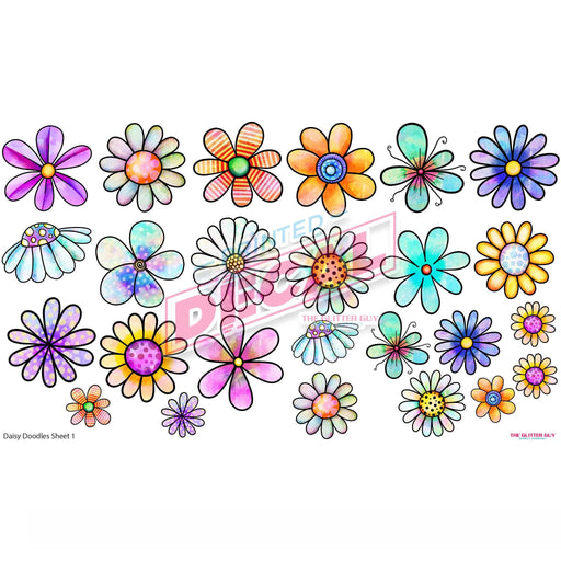 Printed Decal Sheet - Daisy Doodle Jammers One | Decals from The Glitter Guy