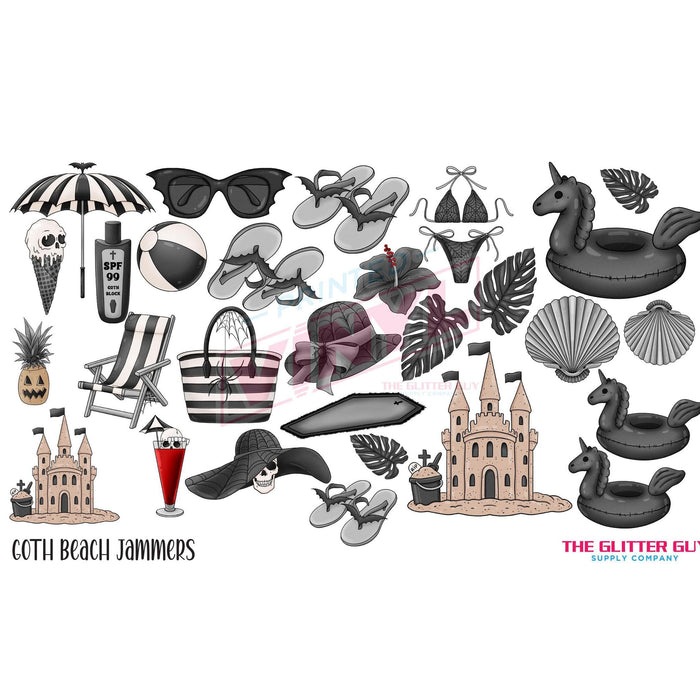 Printed Decal Sheet - Goth Beach Jammers | Decals from The Glitter Guy