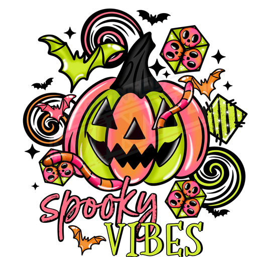 Printed Decal - Spooky Vibes Neon | Decals from The Glitter Guy