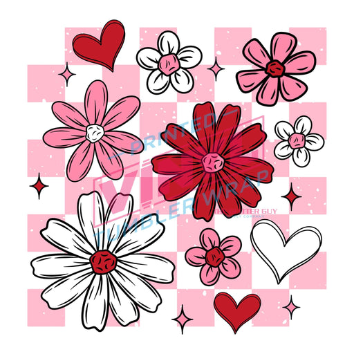 Printed Decal - Valentines Florals Checkered | Decals from The Glitter Guy
