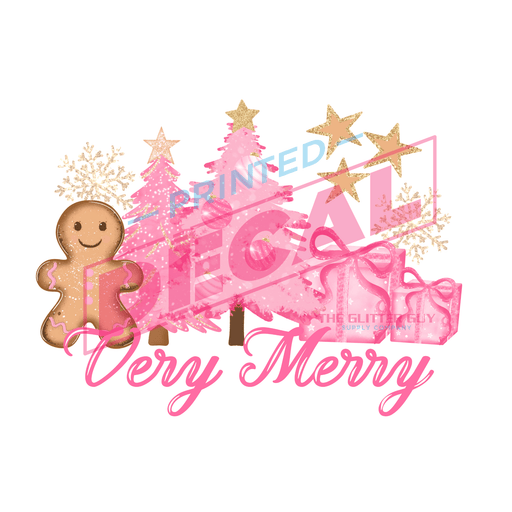 Printed Decal - Very Merry Pink | Decals from The Glitter Guy