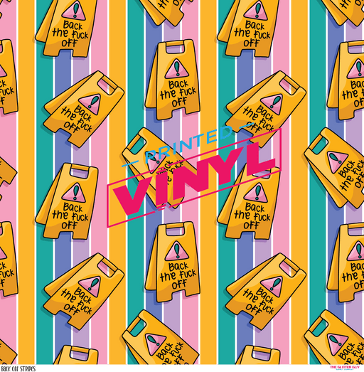 Printed Vinyl - Back Off Stripes | Printed Vinyl from The Glitter Guy