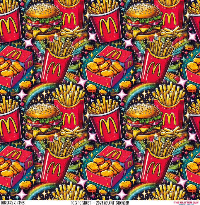 Printed Vinyl - Burgers & Fries - Limited | Printed Vinyl from The Glitter Guy