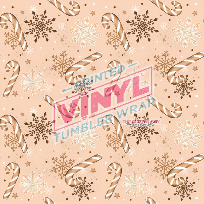 Printed Vinyl - Candy Cane Snowflakes | Printed Vinyl from The Glitter Guy