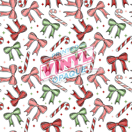 Printed Vinyl - Candy Canes & Bows | Printed Vinyl from The Glitter Guy