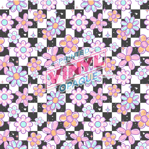 Printed Vinyl - Checkered Florals | Printed Vinyl from The Glitter Guy
