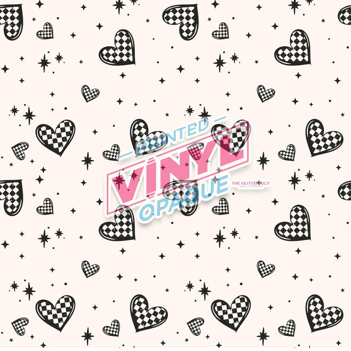 Printed Vinyl - Checkered Hearts | from The Glitter Guy