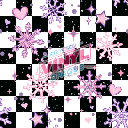 Printed Vinyl - Checkered Snowflakes | Printed Vinyl from The Glitter Guy