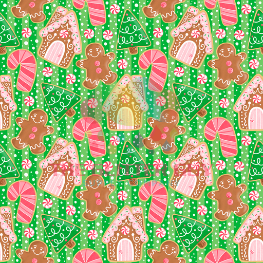 Printed Vinyl - Christmas Cookies Green | Printed Vinyl from The Glitter Guy