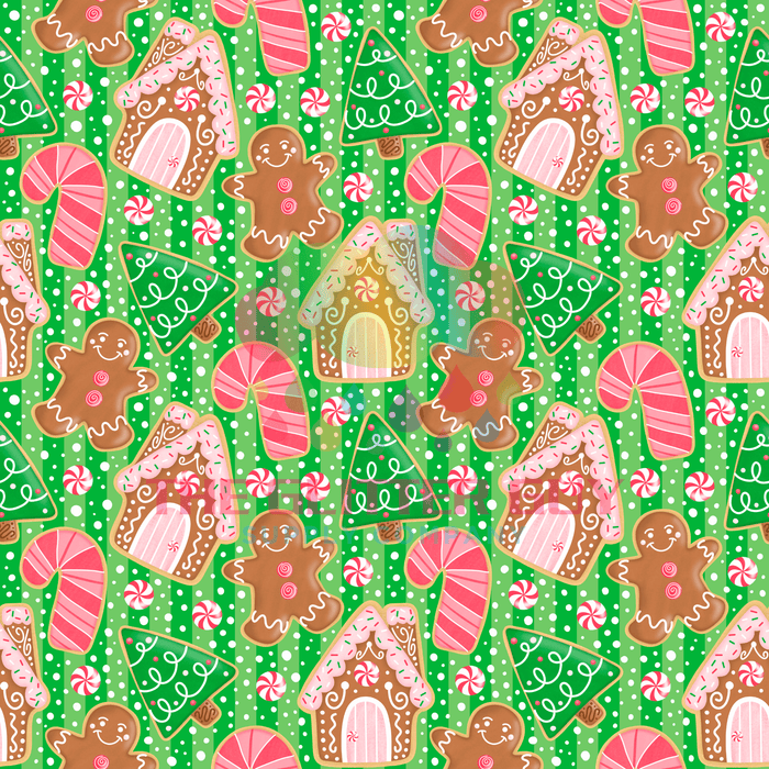 Printed Vinyl - Christmas Cookies Green | Printed Vinyl from The Glitter Guy